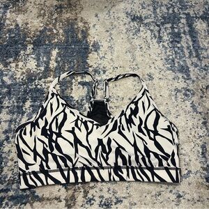 Zyia Active Black & White Zebra Print Padded Seamless Sports Bra Size Medium
